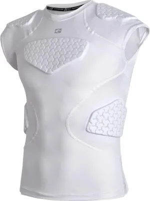 COOLOMG Youth Football Padded Shirt Chest Rib Protector Heart Sternum Shoulder Protection for Rugby Lacrosse
