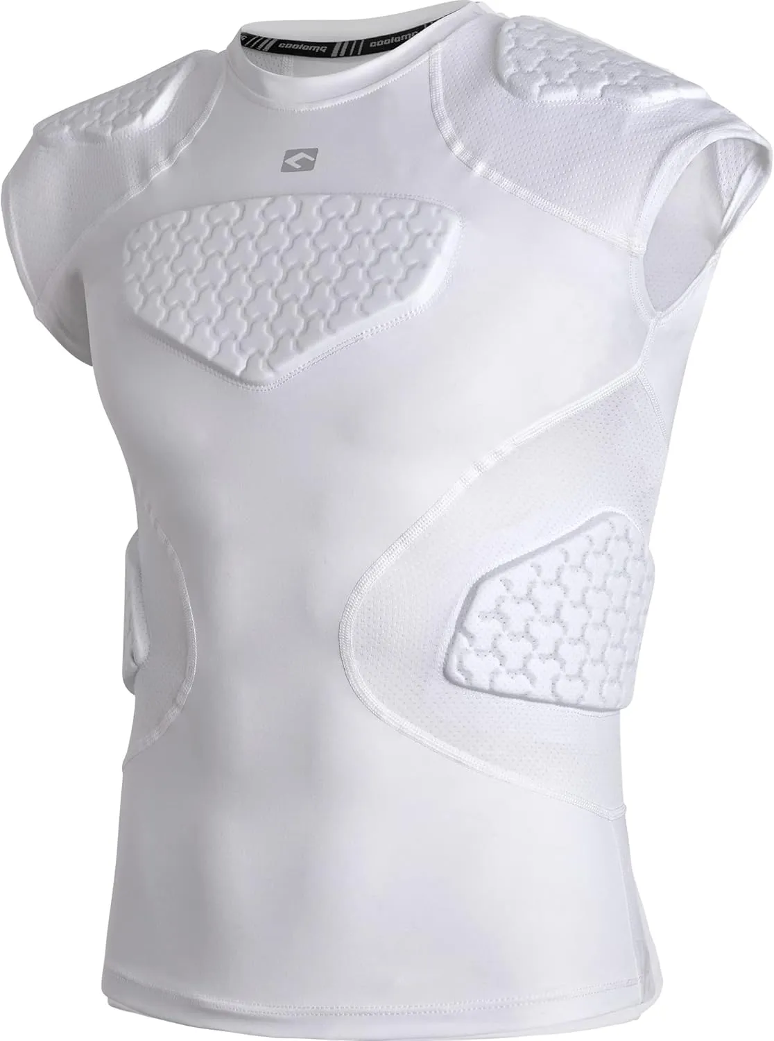 COOLOMG Youth Football Padded Shirt Chest Rib Protector Heart Sternum Shoulder Protection for Rugby Lacrosse