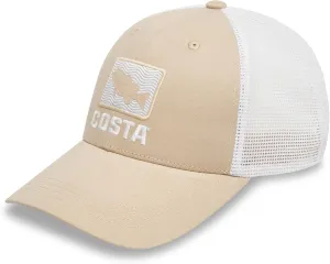 Costa Del Mar Mens Bass Waves Trucker Hat, Oxford Tan, One Size