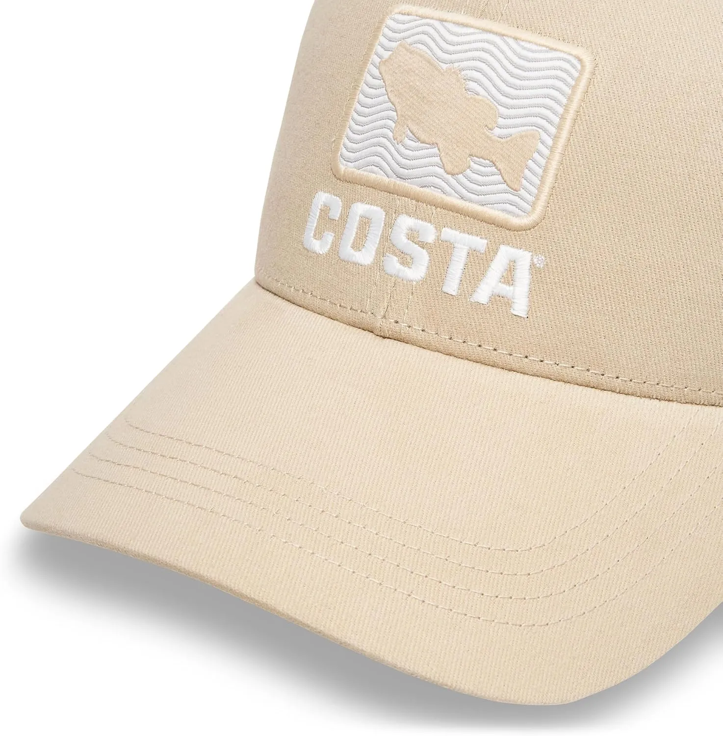 Costa Del Mar Mens Bass Waves Trucker Hat, Oxford Tan, One Size
