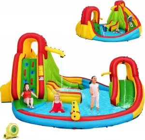 Costzon Inflatable Water Slide, 16x14FT Kids Mega Waterslides for Outdoor with Dual Slides&Climbing for Racing Fun, Large Splash Pool, Blow up Water Slides for Big Kids and Adults Backyard Party Gifts