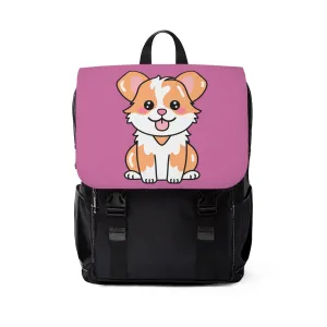 Cute Little Puppy on light purple background back to school Unisex Casual Shoulder Backpack