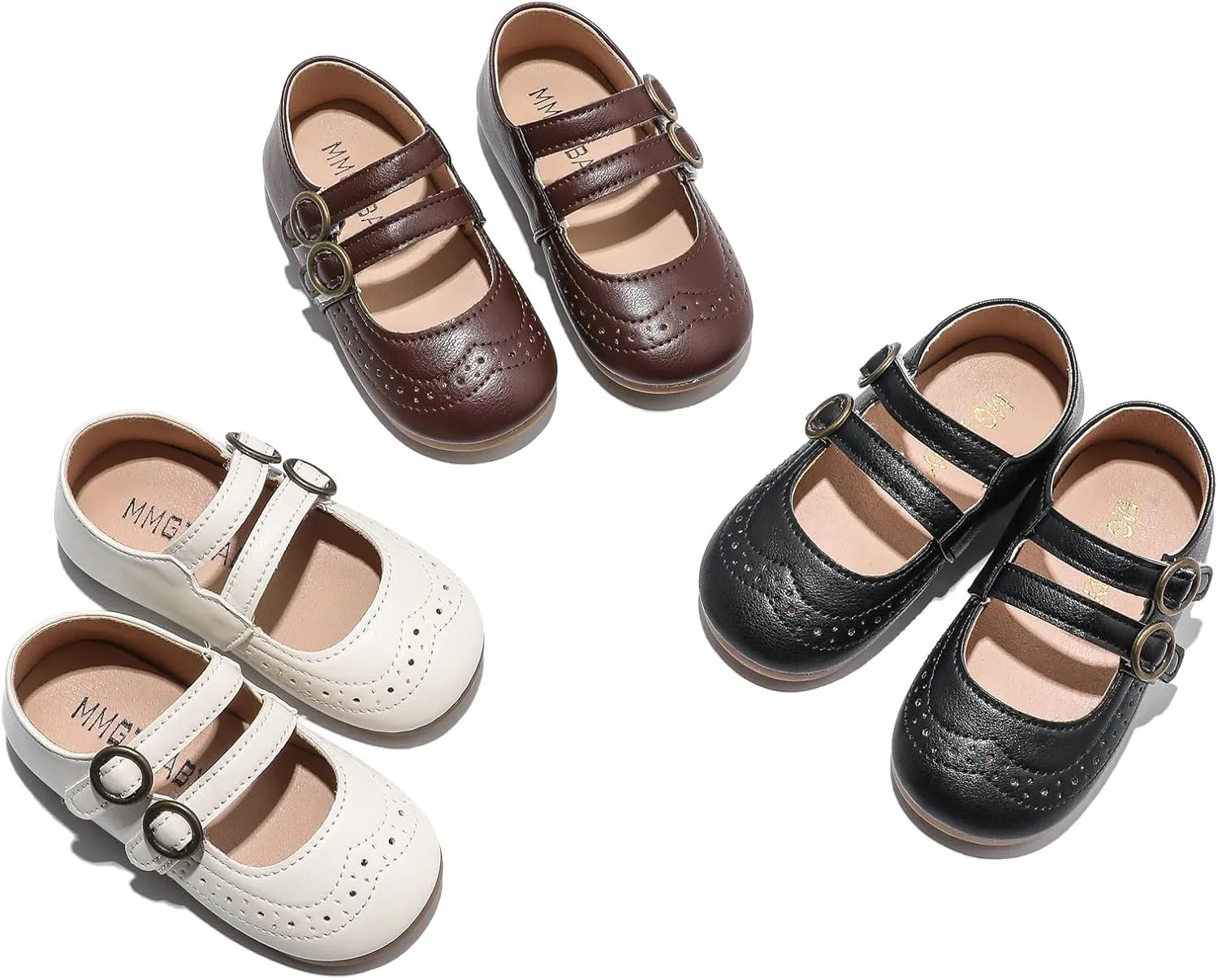 DADAWEN Girl's Classic Mary Jane Flats School Uniform Shoes Dress Shoes Party Wedding Shoes