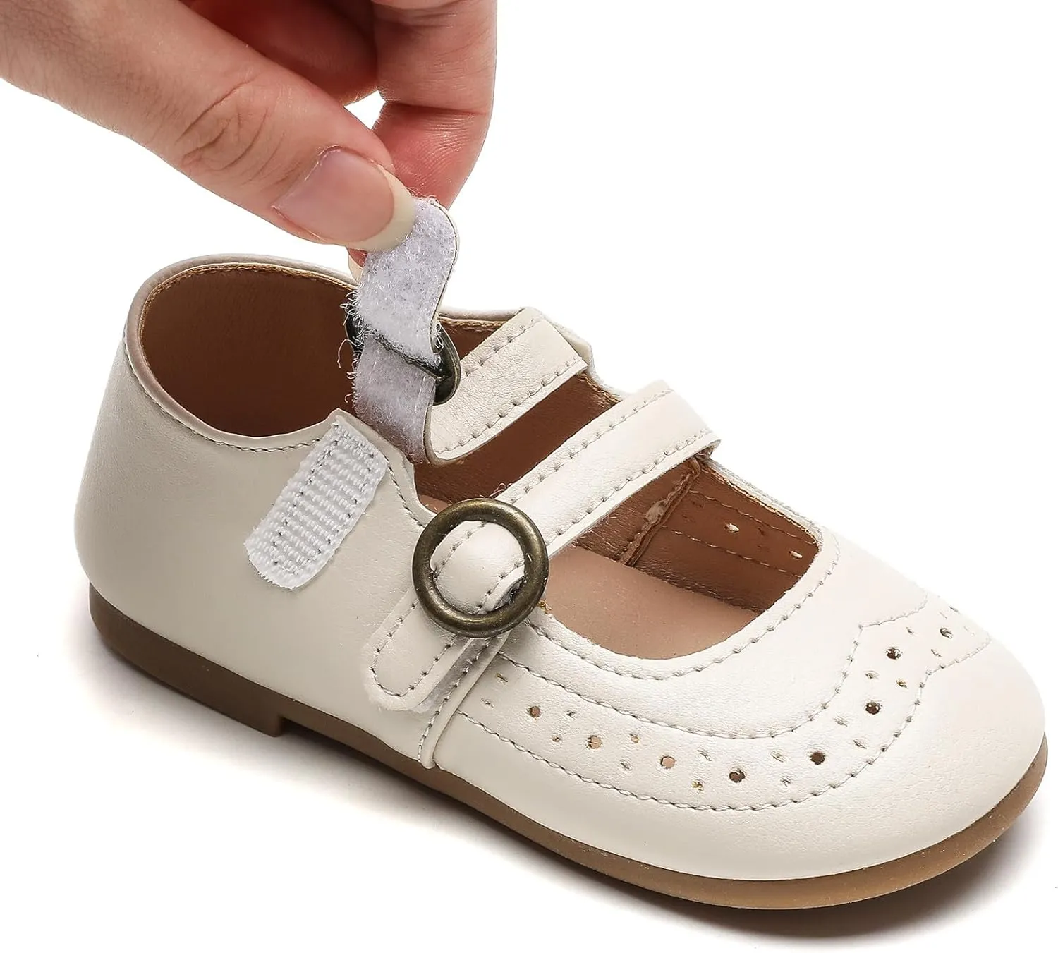 DADAWEN Girl's Classic Mary Jane Flats School Uniform Shoes Dress Shoes Party Wedding Shoes