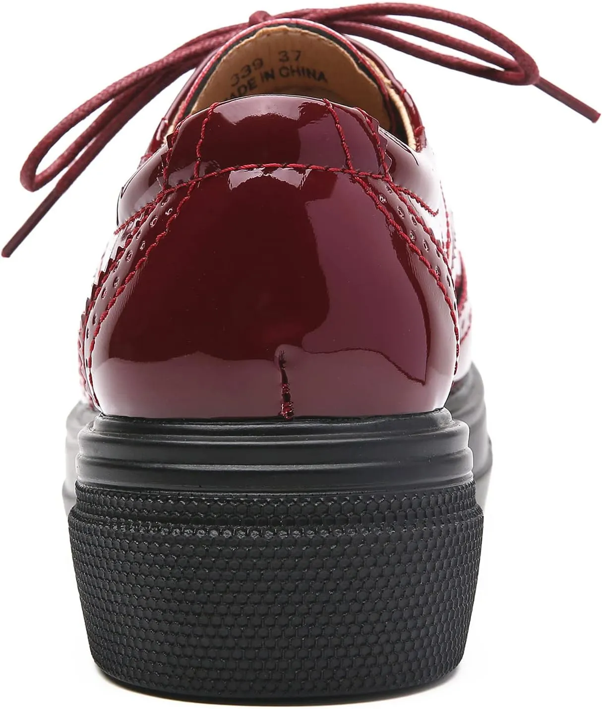 DADAWEN Women's Platform Lace-Up Comfort Wingtips Square Toe Oxford Shoes Brogues