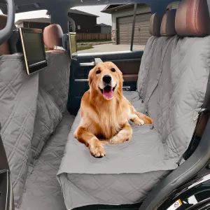 Deluxe Quilted and Padded Dog Pet Car Back Seat Cover with Comforting Fabric, Non-Slip Backing Best for Full Size Truck Crew Cab, Large SUV - Travel with Your Pet Mess Free - Extra Wide 62"x94", Grey