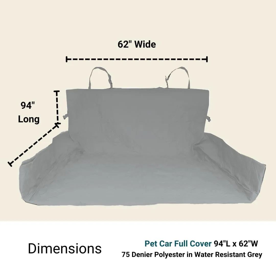 Deluxe Quilted and Padded Dog Pet Car Back Seat Cover with Comforting Fabric, Non-Slip Backing Best for Full Size Truck Crew Cab, Large SUV - Travel with Your Pet Mess Free - Extra Wide 62"x94", Grey