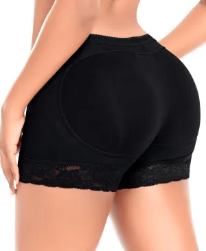 DERCA Padded Underwear for Women Butt Lifter Seamless Booty Pads Butt Enhancer Panties Lace Shapewear Boyshorts