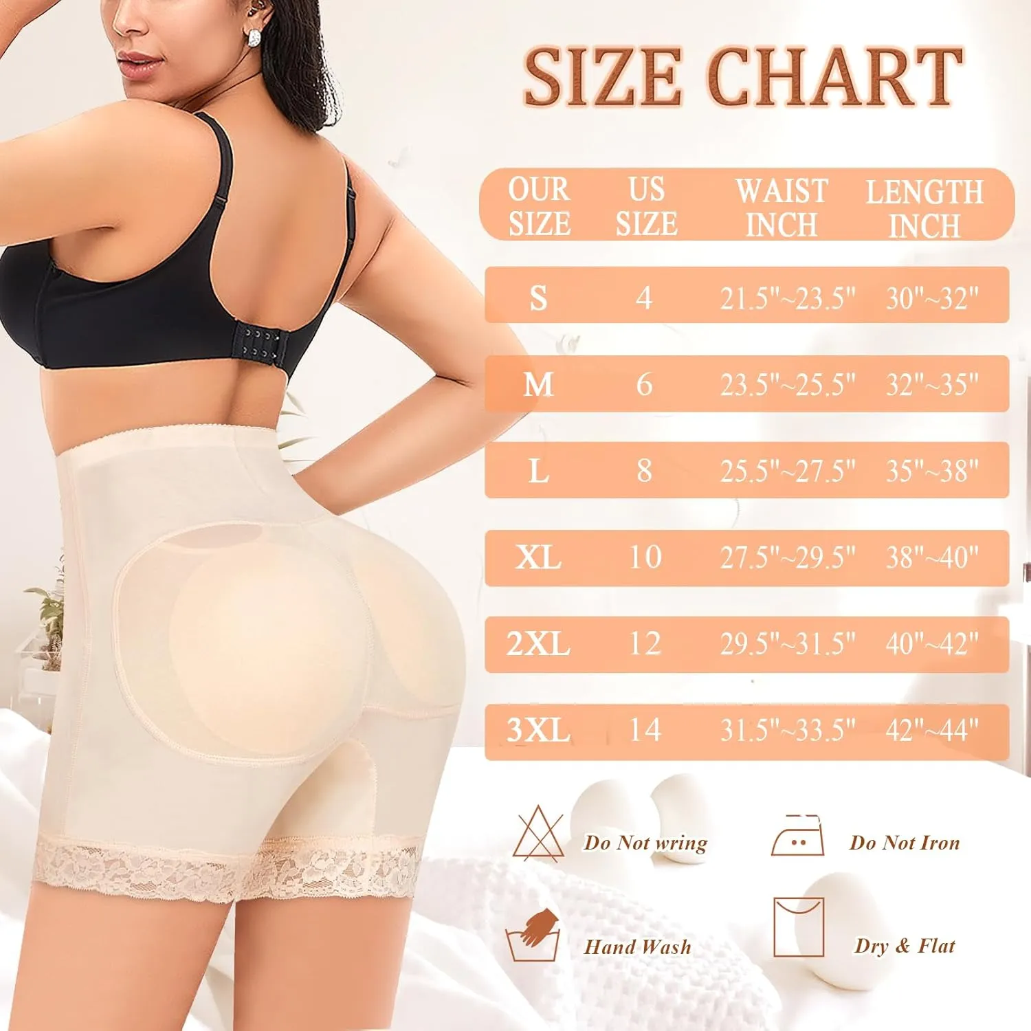 DERCA Padded Underwear for Women Butt Lifter Seamless Booty Pads Butt Enhancer Panties Lace Shapewear Boyshorts