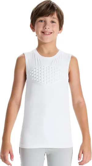 DEVOROPA Youth Baseball Chest Protector Softball Padded Compression Shirt Football Lacrosse Heart Guard Sternum Undershirt