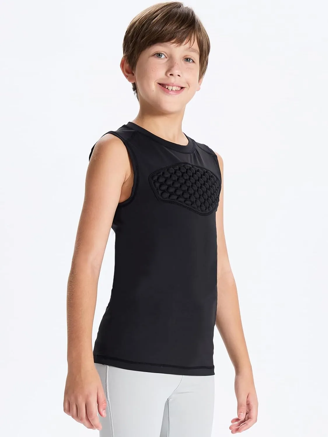 DEVOROPA Youth Baseball Chest Protector Softball Padded Compression Shirt Football Lacrosse Heart Guard Sternum Undershirt