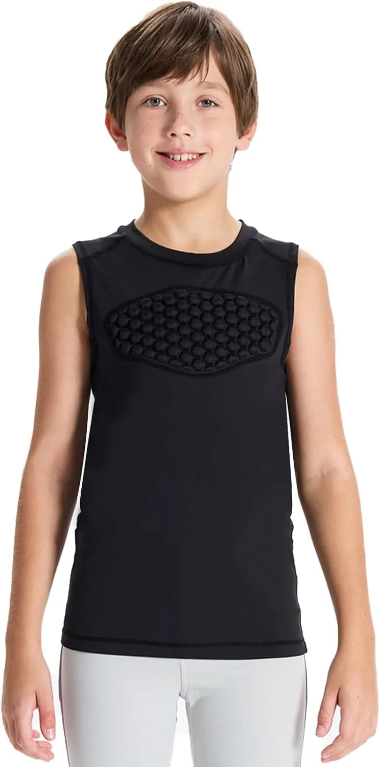 DEVOROPA Youth Baseball Chest Protector Softball Padded Compression Shirt Football Lacrosse Heart Guard Sternum Undershirt