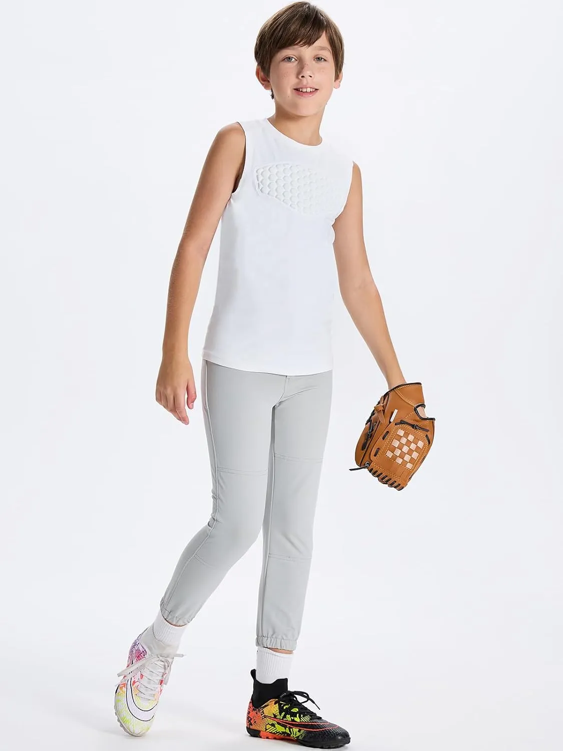 DEVOROPA Youth Baseball Chest Protector Softball Padded Compression Shirt Football Lacrosse Heart Guard Sternum Undershirt