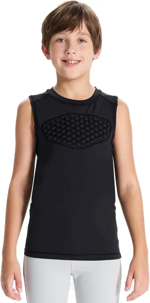 DEVOROPA Youth Baseball Chest Protector Softball Padded Compression Shirt Football Lacrosse Heart Guard Sternum Undershirt