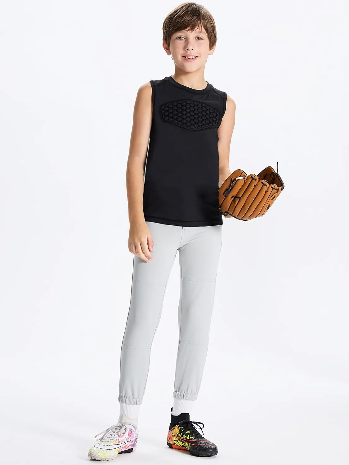 DEVOROPA Youth Baseball Chest Protector Softball Padded Compression Shirt Football Lacrosse Heart Guard Sternum Undershirt