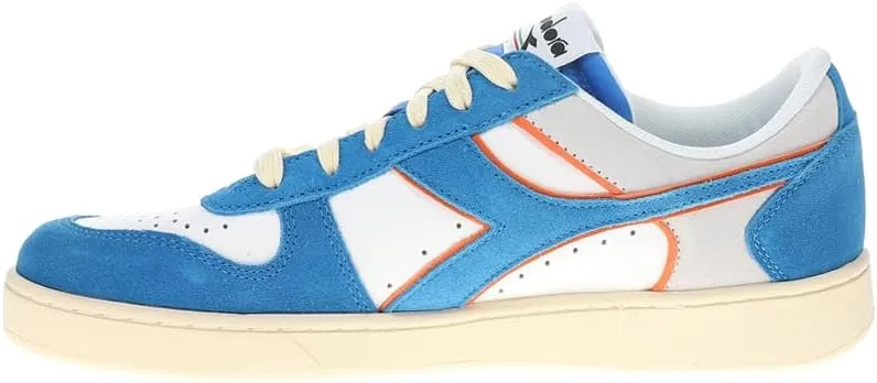 Diadora Mens Magic Basket Low Suede Leather Lace Up Sneakers Shoes Casual - Blue, White