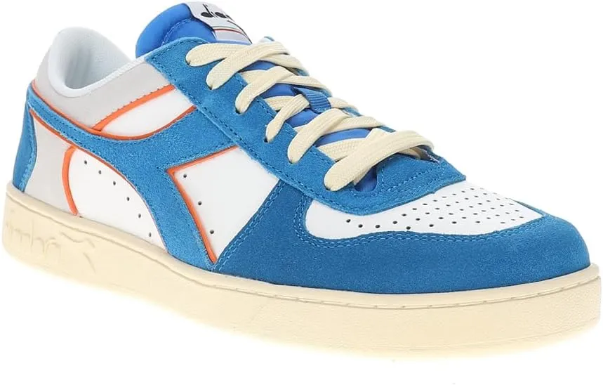 Diadora Mens Magic Basket Low Suede Leather Lace Up Sneakers Shoes Casual - Blue, White
