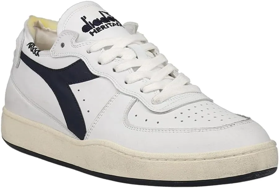 Diadora Mens Mi Basket Row Cut Lace Up Sneakers Shoes Casual - White