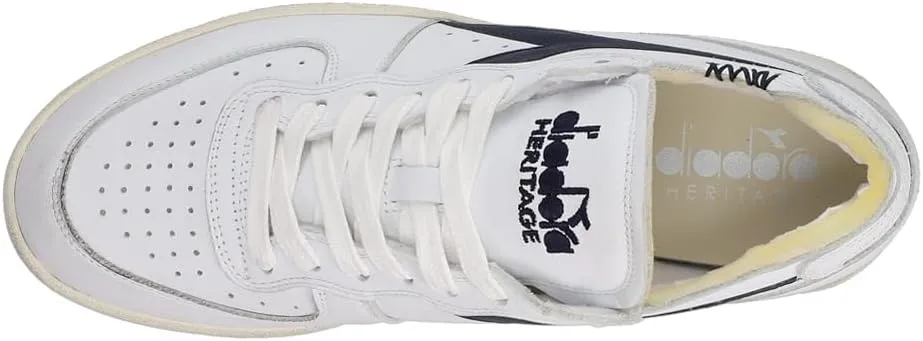 Diadora Mens Mi Basket Row Cut Lace Up Sneakers Shoes Casual - White
