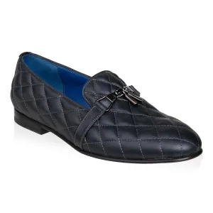 Diamond Stitched Tassel Loafers