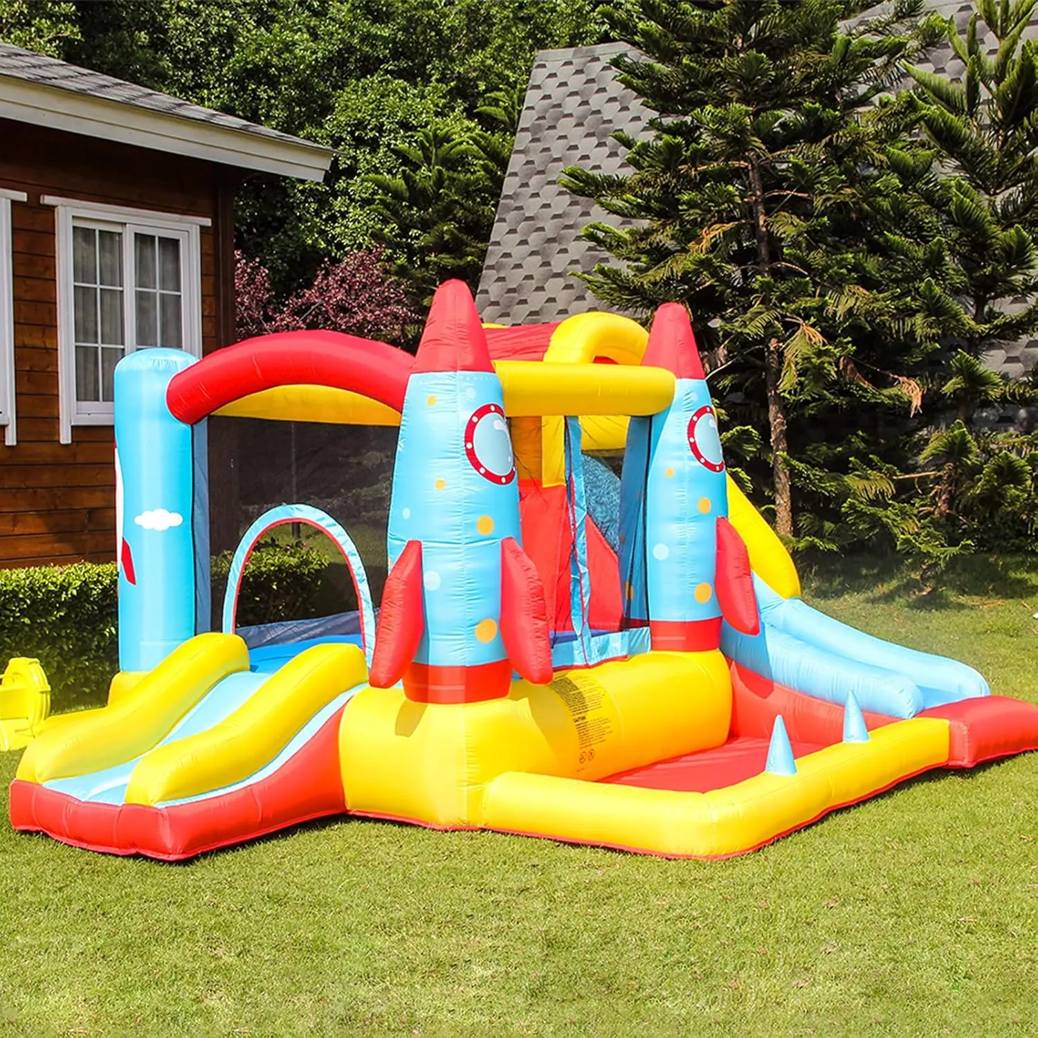 Doctor Dolphin Rocket Bounce House, Inflatable Bounce House with Blower, Inflatable Bouncy House for Kids Outdoor,Toddle Bouncing House with Slide for Backyard Party