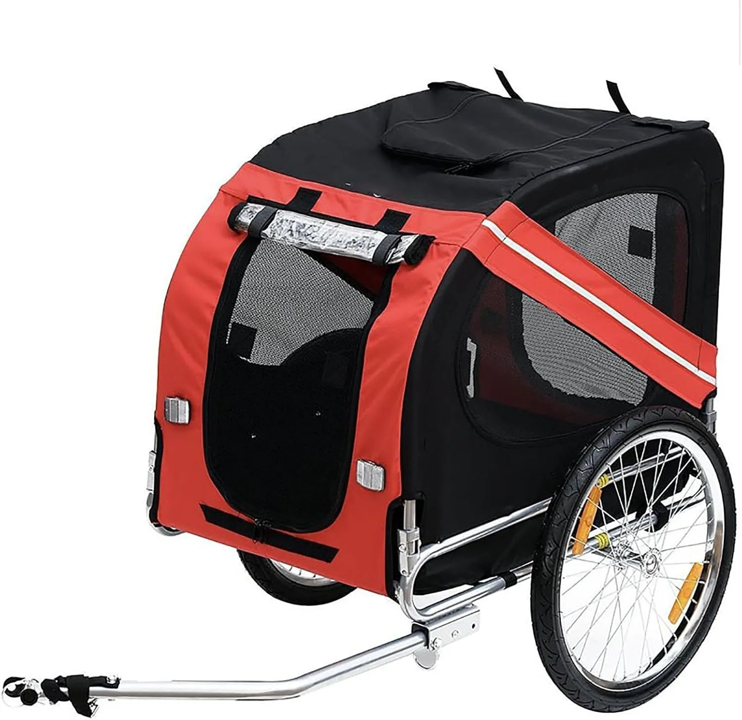 Dog Bike Trailer, Pet Cart Bicycle Wagon Cargo Carrier Attachment for Travel for Off-Road & Mesh Screen, Safety Flag