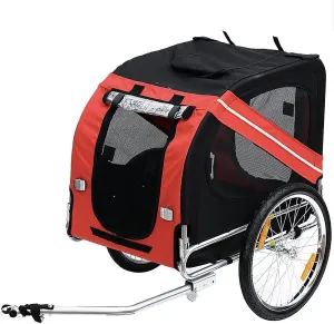 Dog Bike Trailer, Pet Cart Bicycle Wagon Cargo Carrier Attachment for Travel for Off-Road & Mesh Screen, Safety Flag