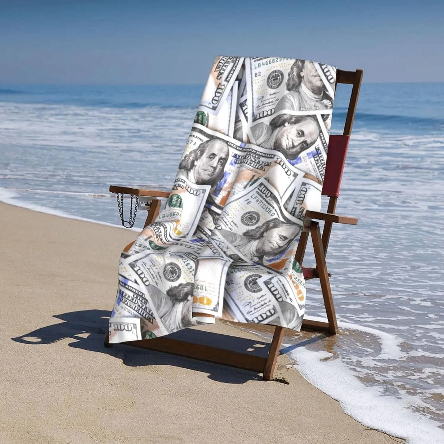 Dollar Money Novelty Pattern Fun Beach Towel Quick Dry Microfiber Bath Towels for Bathroom Soft Sand Free Beach Towels Summer Essentials Travel Swimming Decor Gifts for Women Men