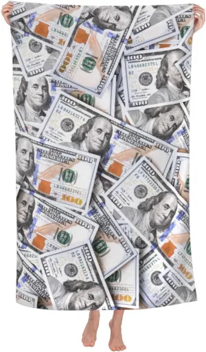 Dollar Money Novelty Pattern Fun Beach Towel Quick Dry Microfiber Bath Towels for Bathroom Soft Sand Free Beach Towels Summer Essentials Travel Swimming Decor Gifts for Women Men