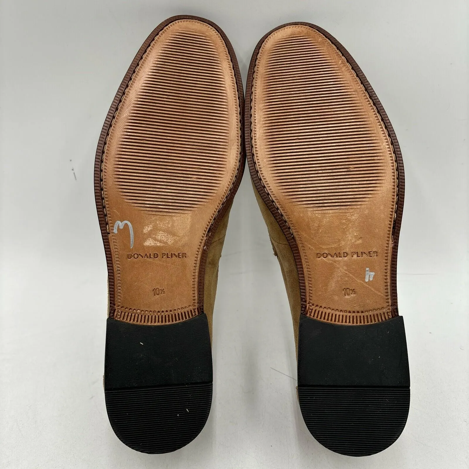 Donald Pliner TED2X Tan Suede Round Toe Slip On Horsebit Loafers, Size 10.5M - Very Good