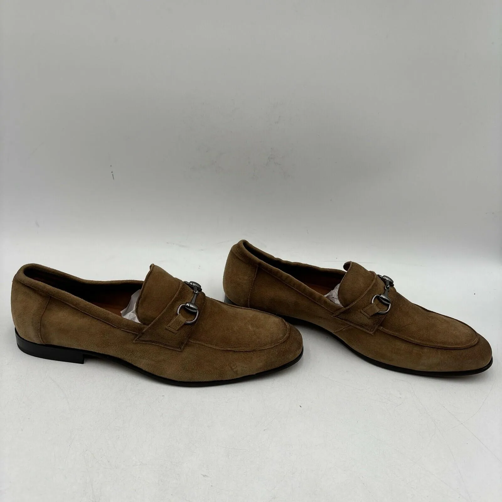 Donald Pliner TED2X Tan Suede Round Toe Slip On Horsebit Loafers, Size 10.5M - Very Good