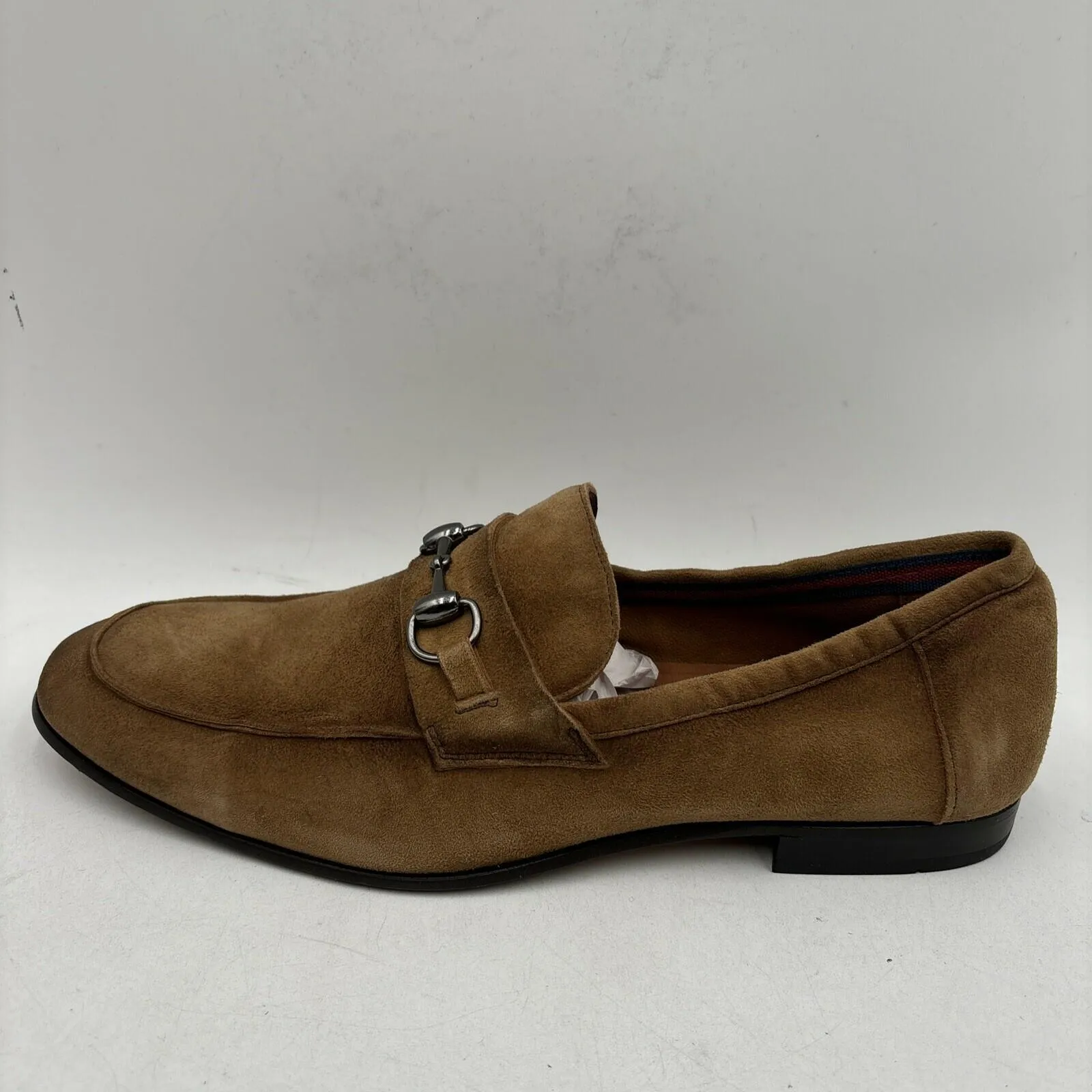 Donald Pliner TED2X Tan Suede Round Toe Slip On Horsebit Loafers, Size 10.5M - Very Good