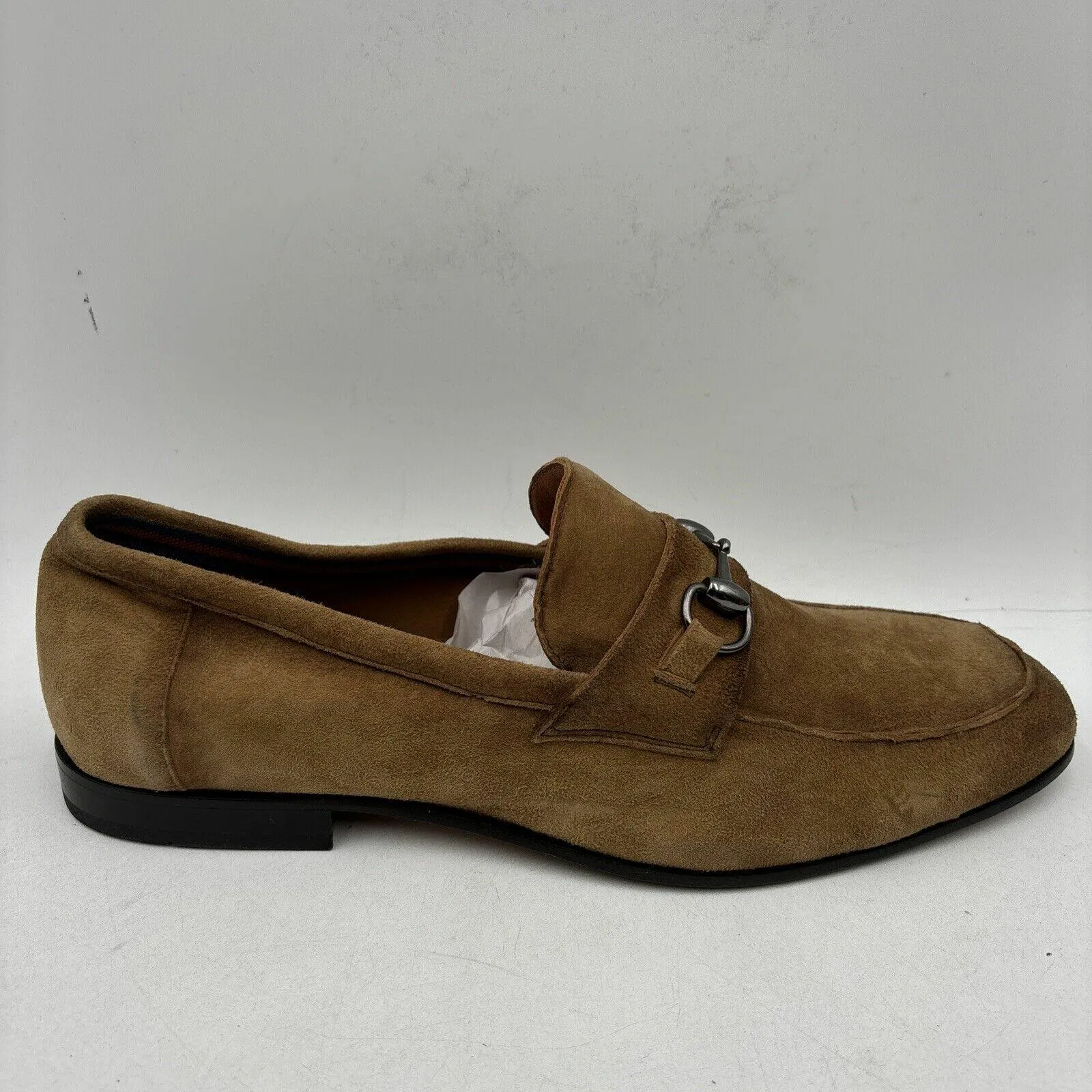 Donald Pliner TED2X Tan Suede Round Toe Slip On Horsebit Loafers, Size 10.5M - Very Good