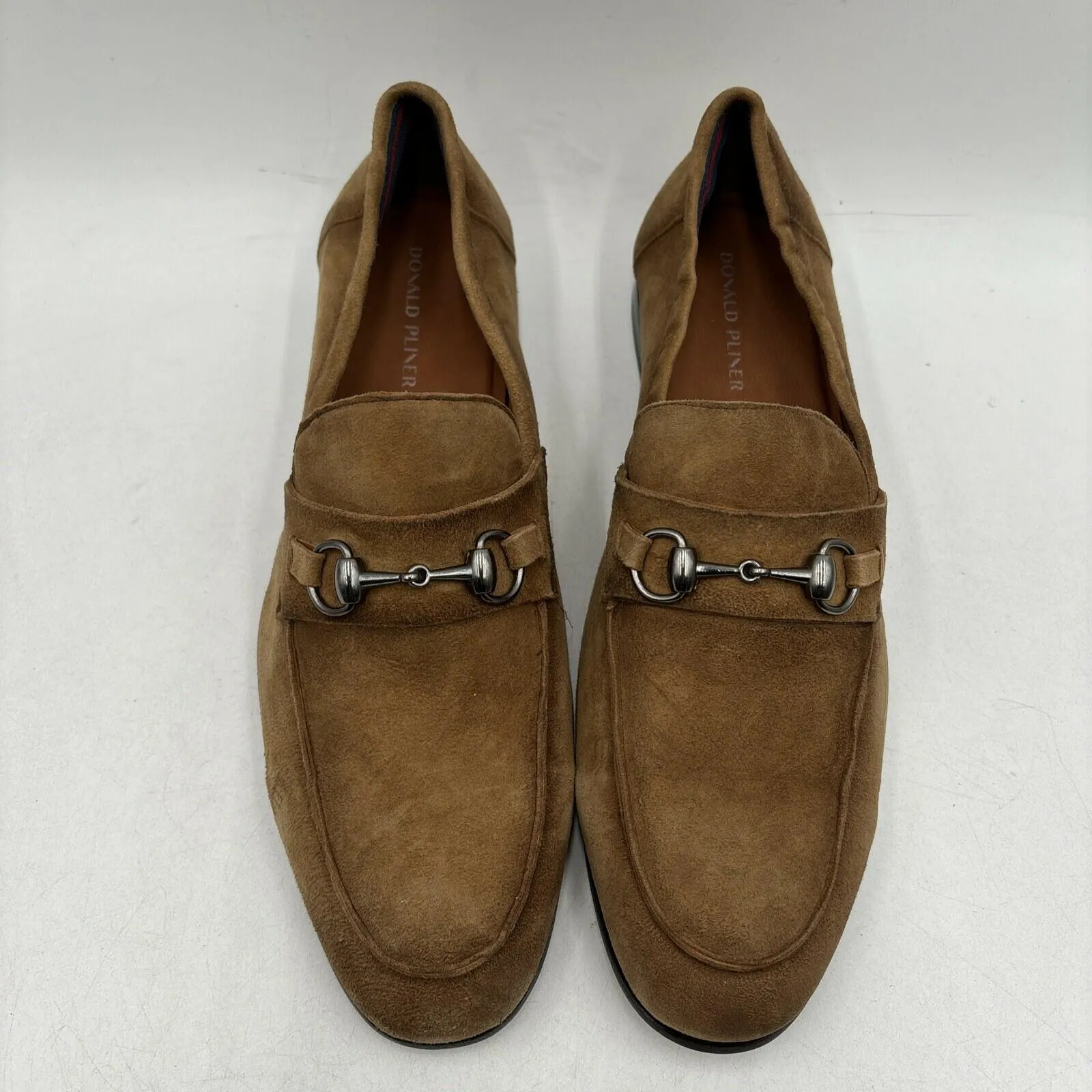 Donald Pliner TED2X Tan Suede Round Toe Slip On Horsebit Loafers, Size 10.5M - Very Good