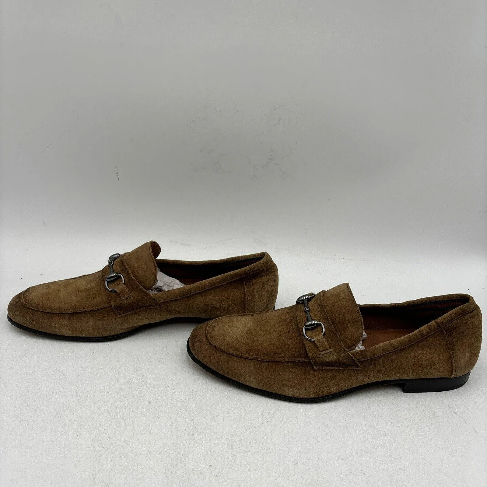 Donald Pliner TED2X Tan Suede Round Toe Slip On Horsebit Loafers, Size 10.5M - Very Good