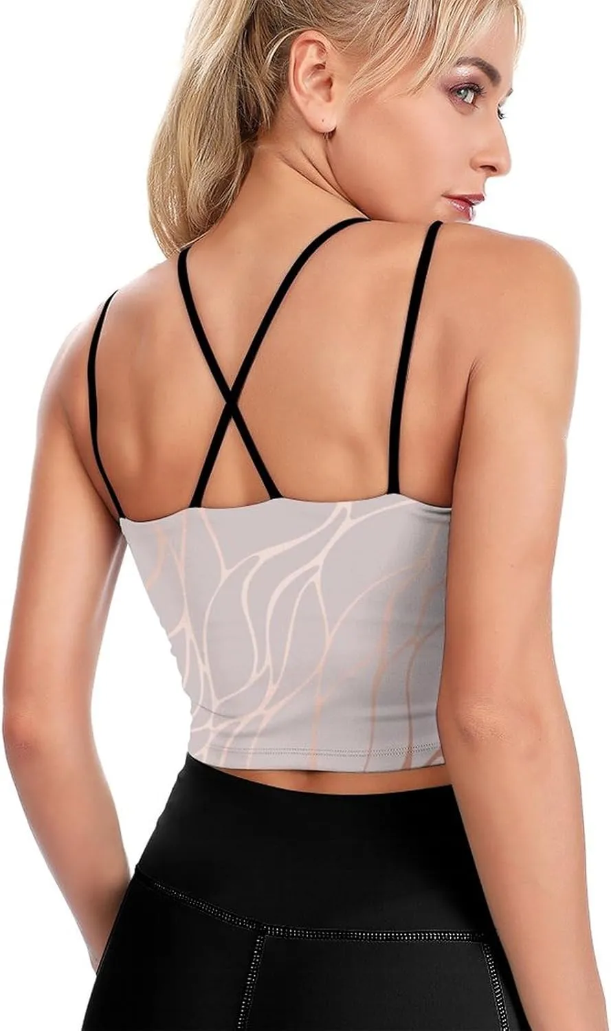 Donnapink Women Sports Bra, Crisscross Back Padded Camisole Tank Top Shirts (S-2XL)