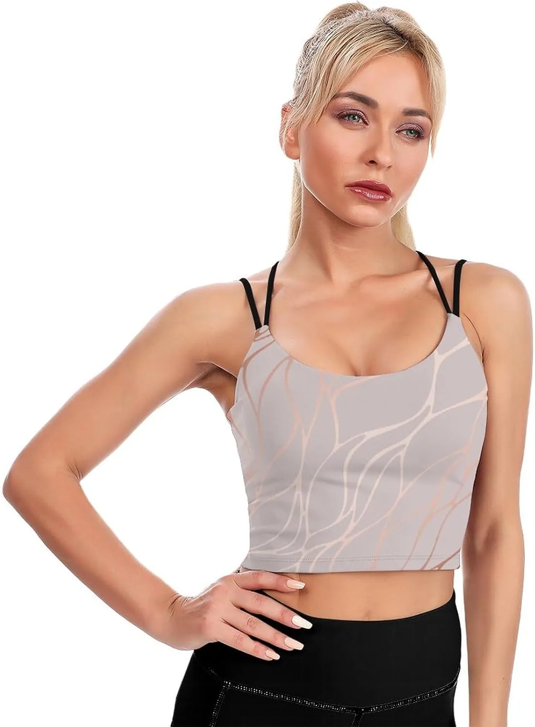 Donnapink Women Sports Bra, Crisscross Back Padded Camisole Tank Top Shirts (S-2XL)