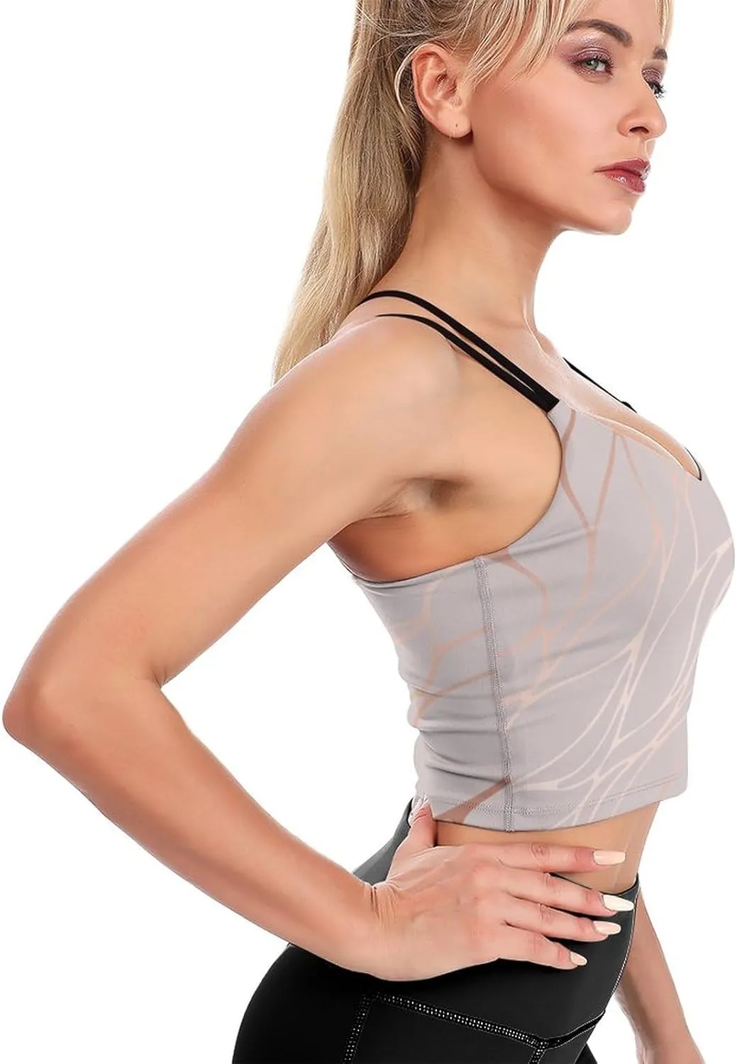 Donnapink Women Sports Bra, Crisscross Back Padded Camisole Tank Top Shirts (S-2XL)