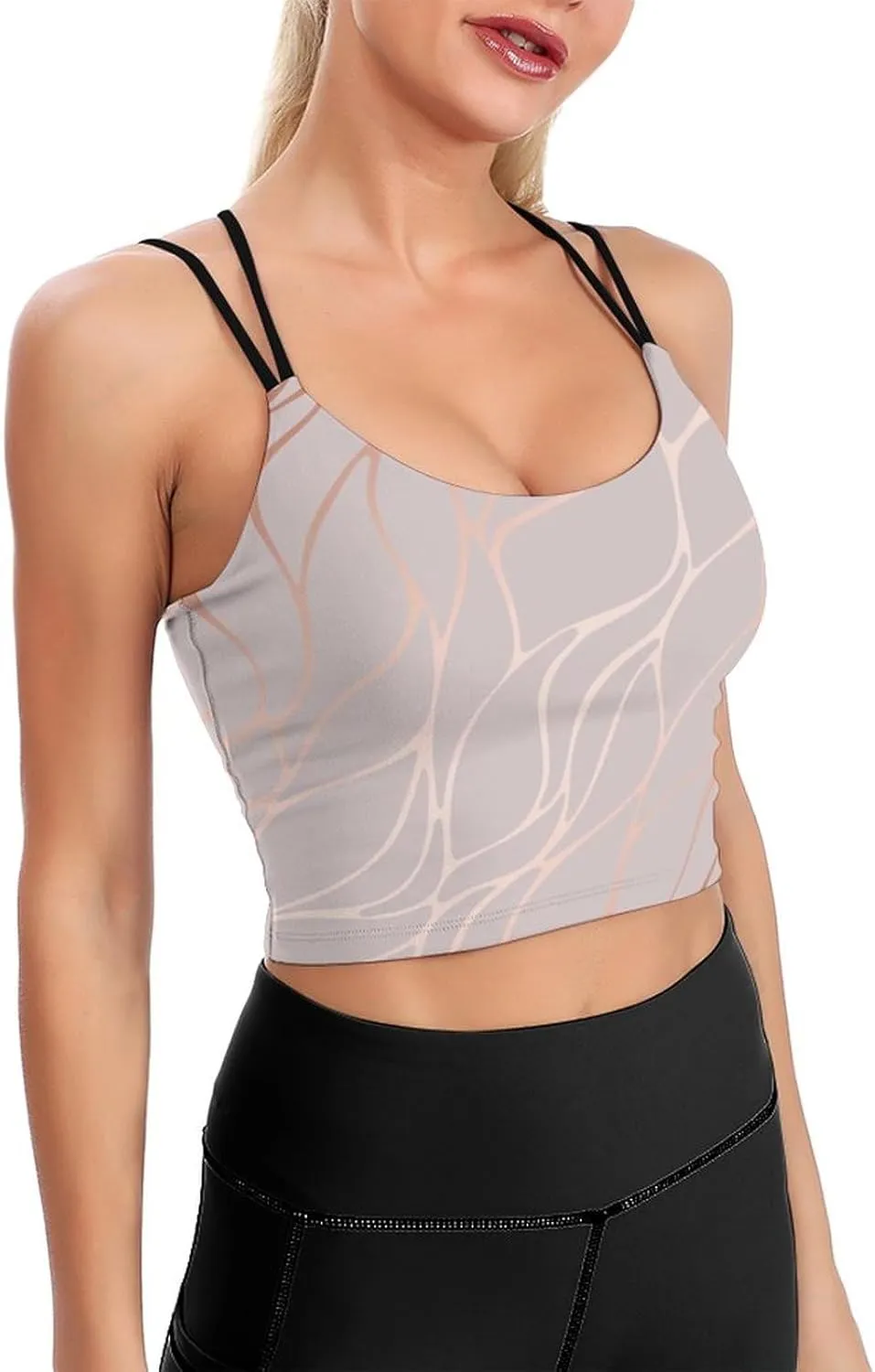 Donnapink Women Sports Bra, Crisscross Back Padded Camisole Tank Top Shirts (S-2XL)