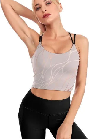 Donnapink Women Sports Bra, Crisscross Back Padded Camisole Tank Top Shirts (S-2XL)