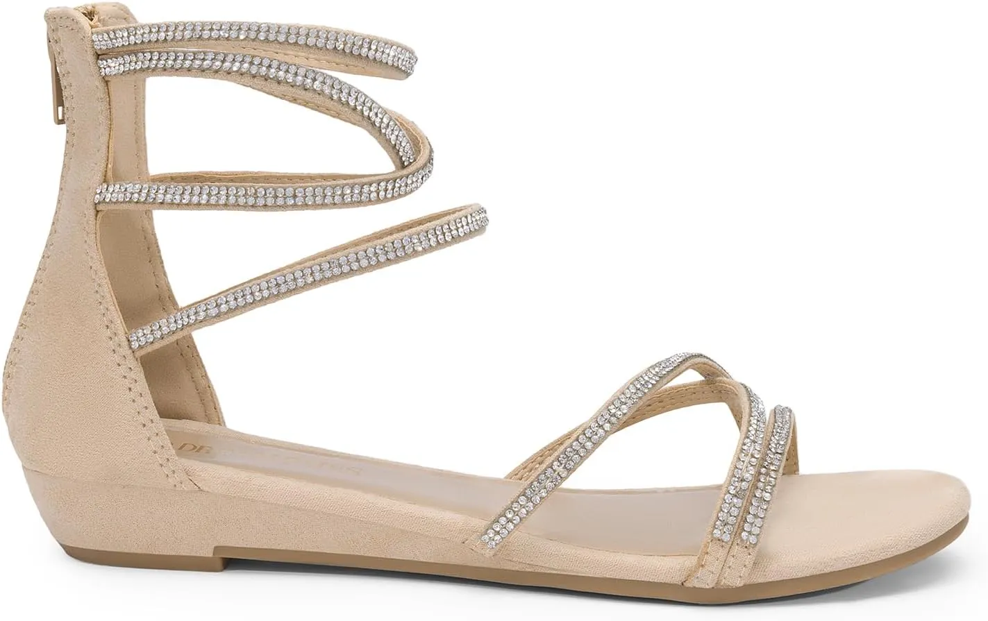DREAM PAIRS Women's Ankle Strap Flat Sandals Summer Dressy Strappy Gladiator Rhinestones Sandals