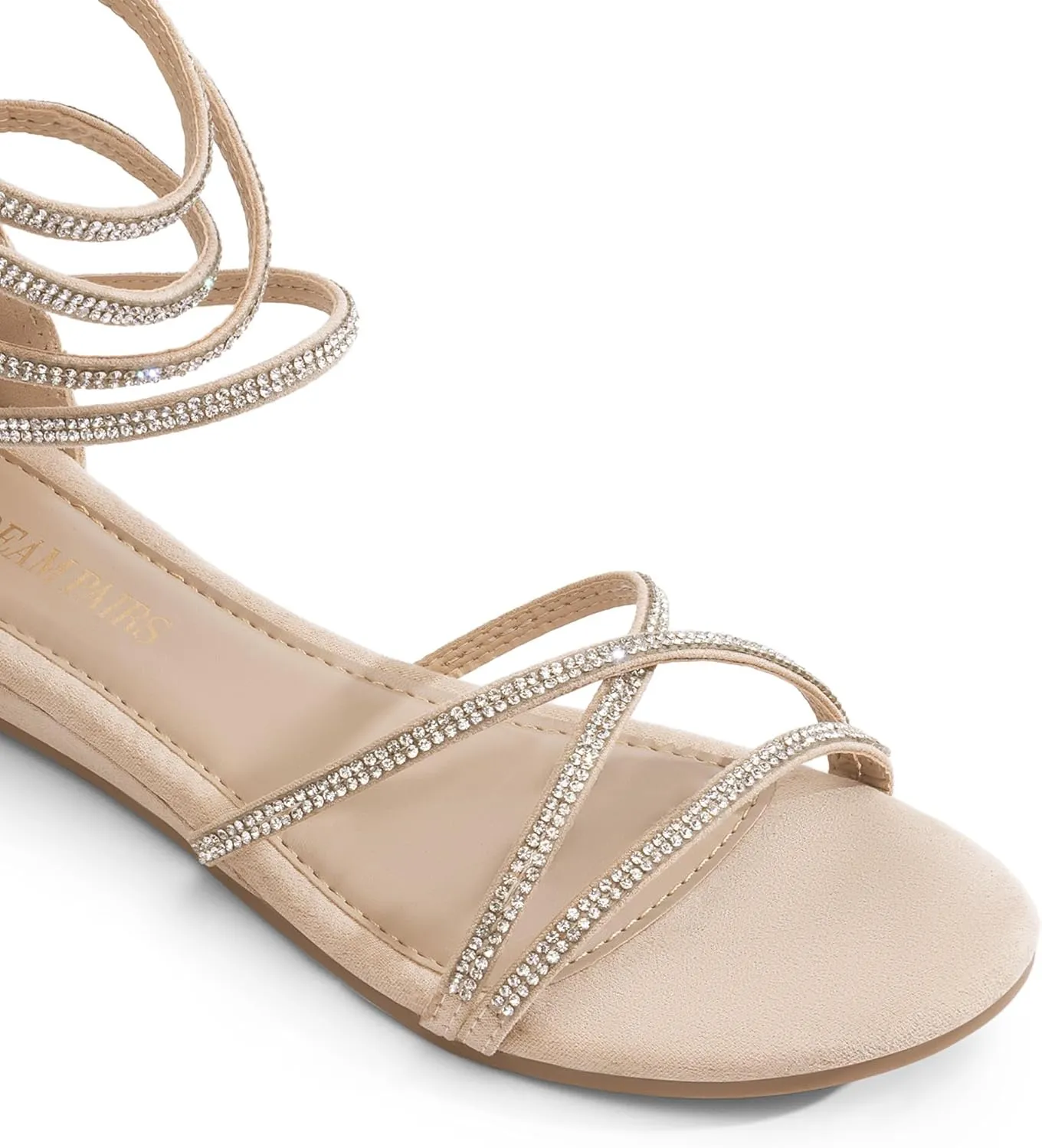 DREAM PAIRS Women's Ankle Strap Flat Sandals Summer Dressy Strappy Gladiator Rhinestones Sandals