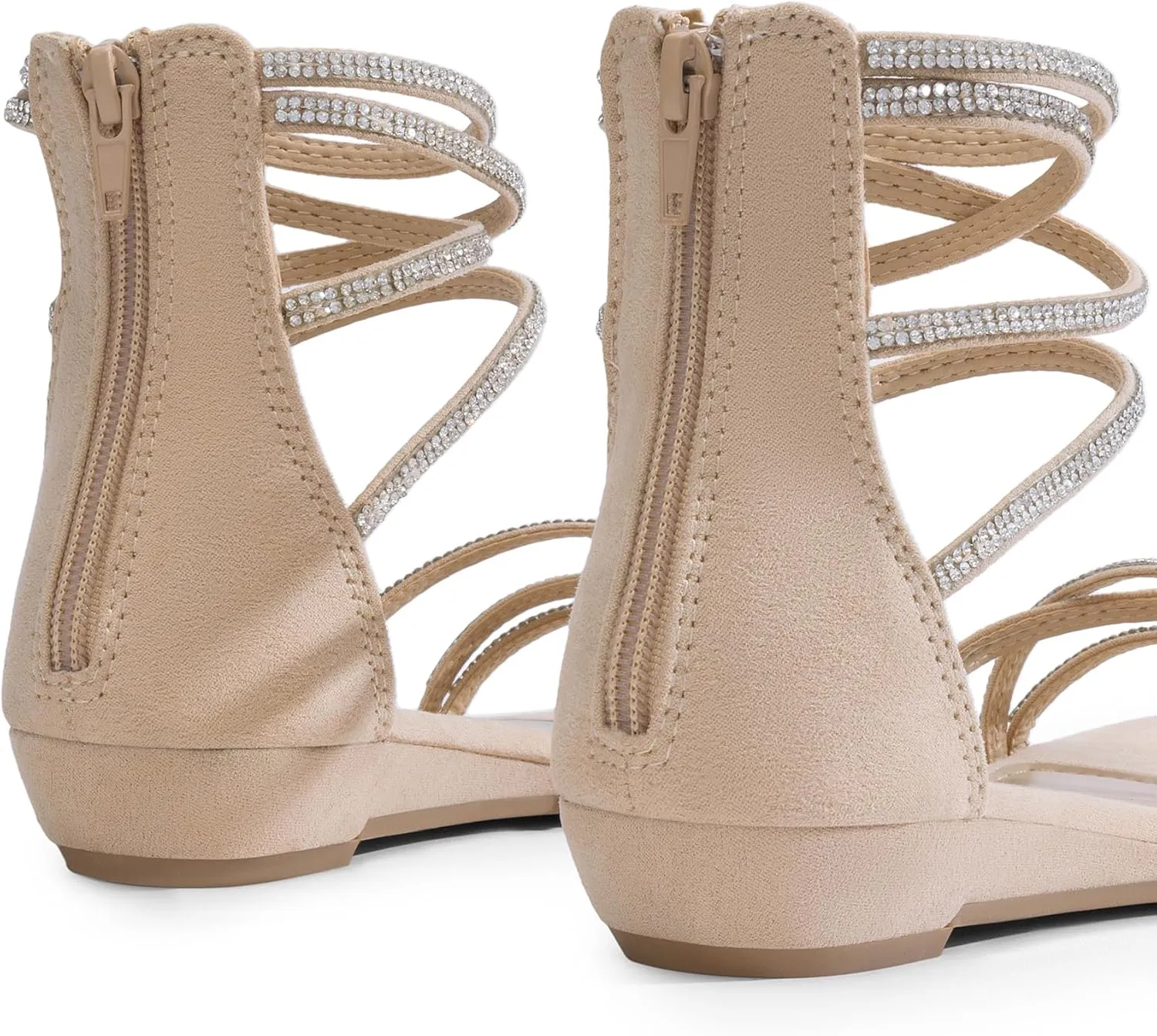 DREAM PAIRS Women's Ankle Strap Flat Sandals Summer Dressy Strappy Gladiator Rhinestones Sandals