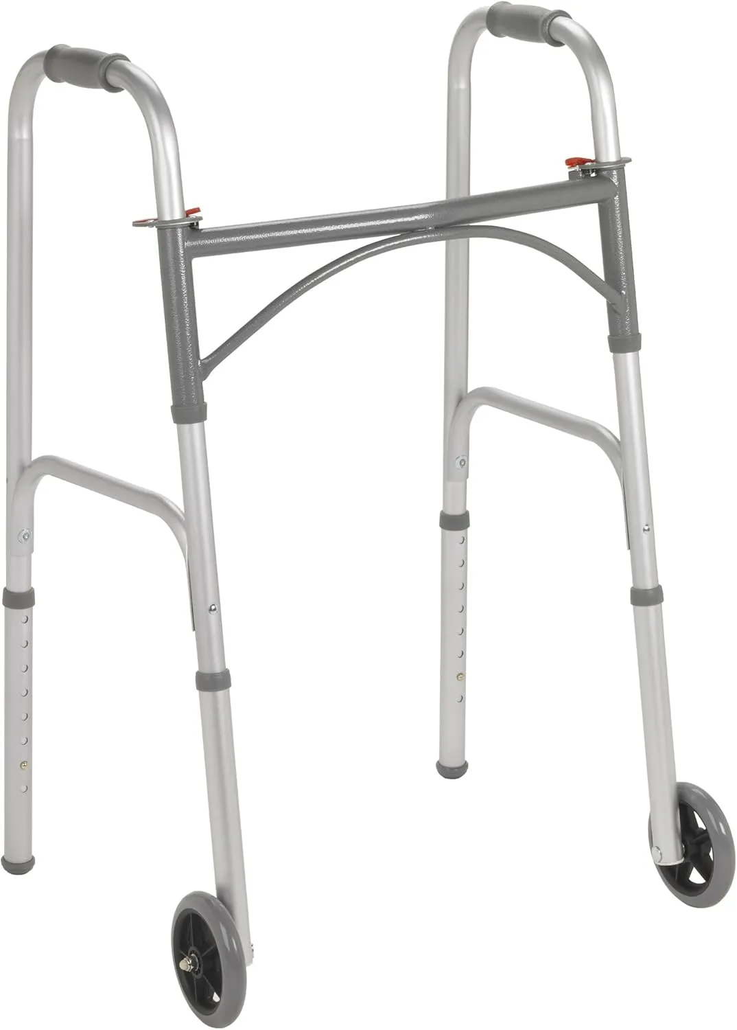 Drive Medical 10244-1 Two Button Folding Steel Walker, Grey