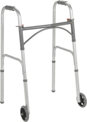 Drive Medical 10244-1 Two Button Folding Steel Walker, Grey