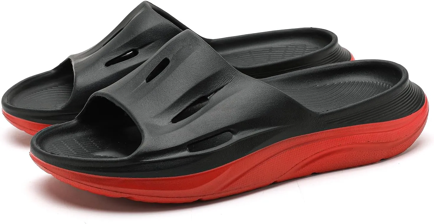 DUDHUH Cloud Slides For Men Slip On Black Platform Slide Sandals House Pillow Slippers Shower Indoor And Outdoor Summer Thick Sole