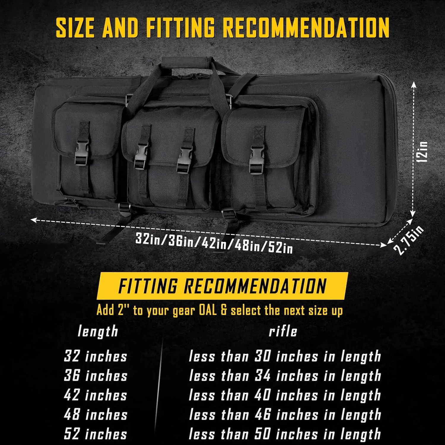DULCE DOM 32/36/42/48/52 inch Double Rifle Case Soft Bag Gun Case, Perfect for Rifle Pistol Firearm Storage and Transportation, All Around Shooting Range Tactical Rifle Backpack, Indoor Outdoor