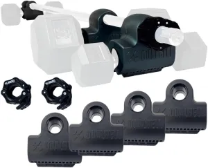 Dumbbells to Barbell Converters- Quick Setup Dumbbell Connectors, 500lb Capacity Barbell Adapters, Secure Fit, Quick Setup, Fits 1" Bars, Home Gym Equipment, 2 Pairs w/Black Weight Collar