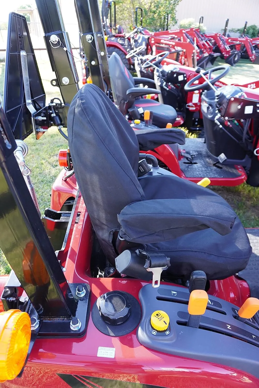 Durafit Seat Covers, Compatible with Mahindra All Current Tractor Models with one Piece seat with armrests. Not for Suspension Seats. (Black)