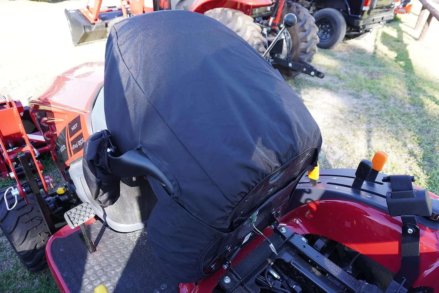 Durafit Seat Covers, Compatible with Mahindra All Current Tractor Models with one Piece seat with armrests. Not for Suspension Seats. (Black)